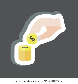 Sticker Stacking Coins. suitable for Hand Actions symbol. simple design editable. design template vector. simple symbol illustration