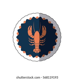 sticker stamp border with silhouette lobster