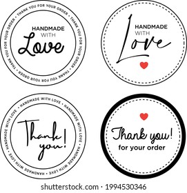 sticker stamp made with love handmade product. Thank you for your order