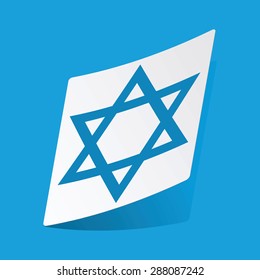 Sticker with Star of David, isolated on blue
