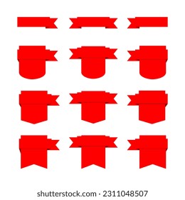 Sticker star shape, badge starburst, sale price tag circle, sun vector icon, sunburst round label, red sign award, achievement, medal set isolated on white background. Simple illustration