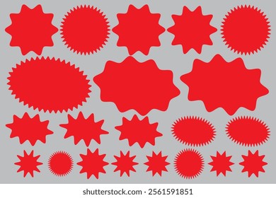 Sticker starburst shape, badge star, sale round vector icon, price circle, sun label, black tag isolated on white background. Award and medal , achievement collection. Simple illustration