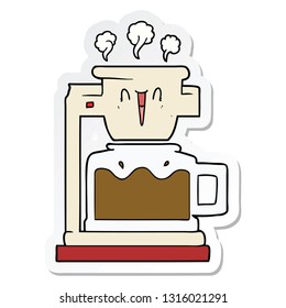 sticker of a steaming hot coffee pot