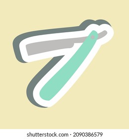 Sticker Straight Razor - Simple illustration,Editable stroke,Design template vector, Good for prints, posters, advertisements, announcements, info graphics, etc.