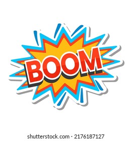 Sticker Style Comic Boom Font On White Background.