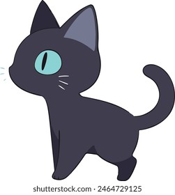 Sticker Style Cute cat Illustration(vector)