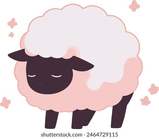 Sticker Style Cute Lamb Illustration(vector)