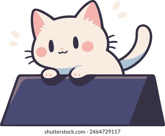 Sticker Style Cute peeking cat Illustration(vector)