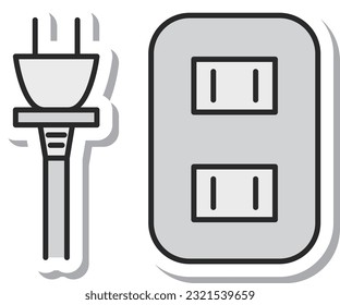 Sticker style daily necessities illustration outlet plug