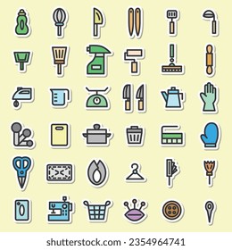 Sticker style daily necessities simple illustration icon set