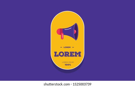 Megaphone Badge Sticker Design Flat Style Design