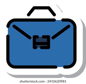 Sticker style dotted line icon bag