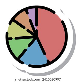 Sticker style dotted line icon pie chart