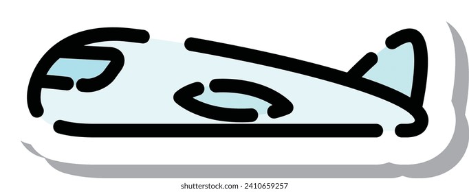Sticker style dotted line icon airplane