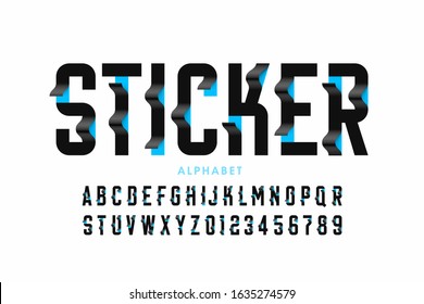 Sticker style font design, alphabet letters and numbers vector illustration