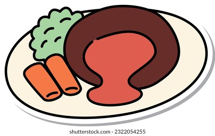 Sticker style food icon hamburger