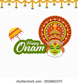 Sticker Style Happy Onam Font Kathakali Stock Vector (Royalty Free ...