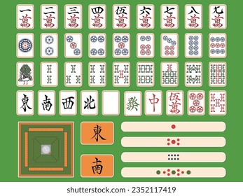 Sticker style mahjong tile set