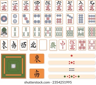 Sticker style mahjong tile set (no background)