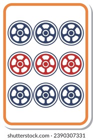 Estilo pegajoso mahjong icono de un solo elemento de mosaico Kutsutsu