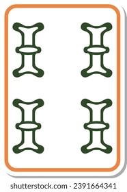 Sticker style mahjong tile single item icon four ropes