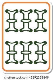 Estilo de pegamento mahjong icono de un solo elemento 6 piezas