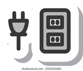 Sticker style simple business single item icon outlet plug