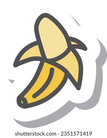 Sticker style simple fruit single item icon banana peel