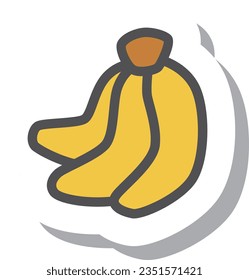 Sticker style simple fruit single item icon banana
