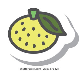 Sticker style simple fruit single item icon Yuzu