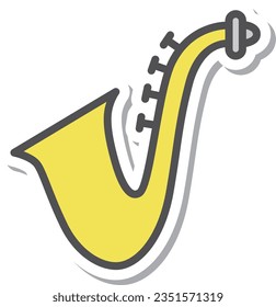 Sticker style simple instrument icon saxophone