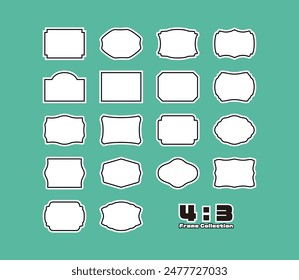 Sticker style simple vector frame set 4：3
