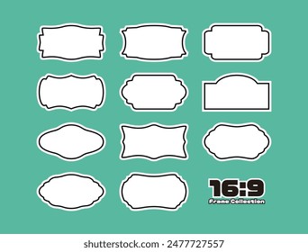 Sticker style simple vector frame set 16：9