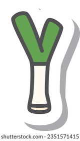 Sticker style simple vegetable single item icon green onion