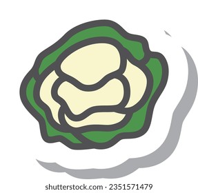 Sticker style simple vegetable single item icon cauliflower