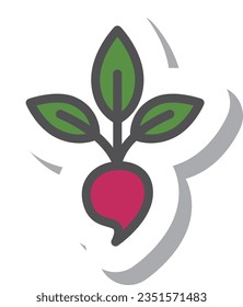 Sticker style simple vegetable single item icon radish
