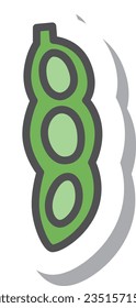 Sticker-Stil einfache Gemüse-Einzelartikel Symbol Edamame