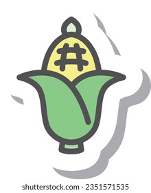Sticker style simple vegetable single item icon corn