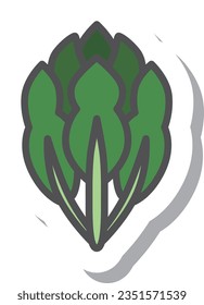Sticker style simple vegetable single item icon spinach