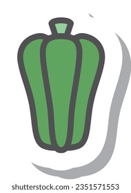 Sticker style simple vegetable single item icon green pepper