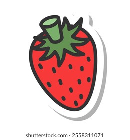 Sticker style single fruit icon strawberry