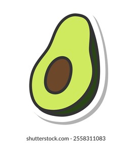 Sticker style single fruit icon avocado