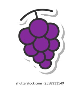 Sticker style single fruit icon grape