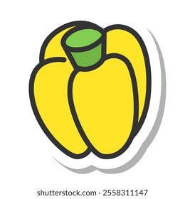 Sticker style single vegetable icon paprika