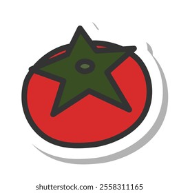 Sticker style single vegetable icon tomato