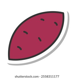 Sticker style single vegetable icon sweet potato