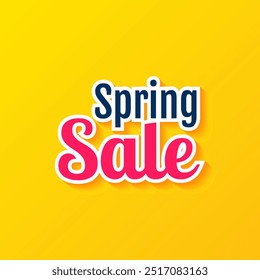 Sticker style spring sale yellow background. - Vector.
