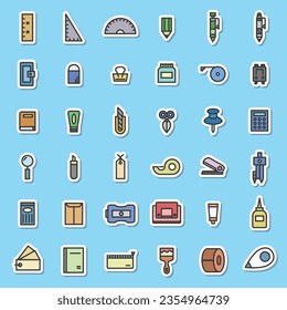 Sticker style stationery simple illustration icon set