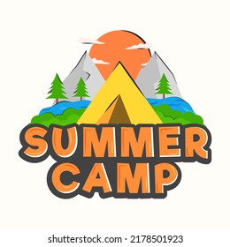 Sticker Style Summer Camp Font Tent Stock Vector (Royalty Free ...