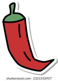 Sticker style vegetable single item icon red pepper